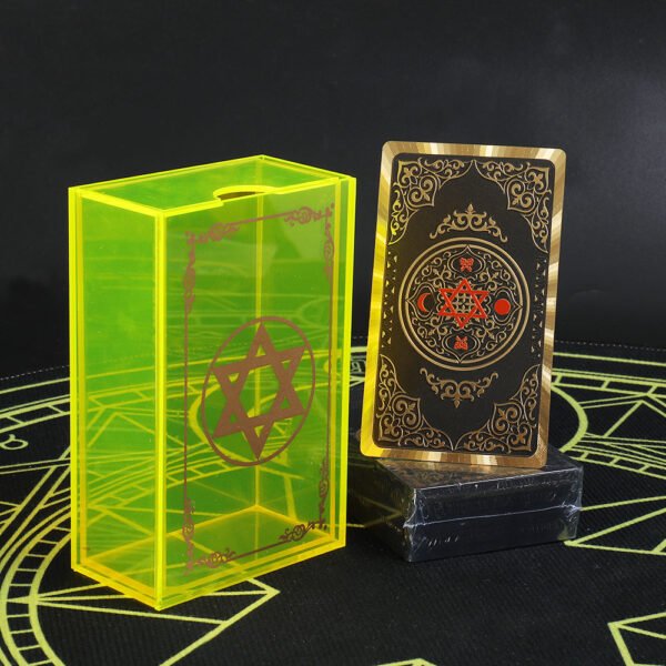 12 * 7cm Gold Foil Tarot Lemon Yellow Crystal Box Luxury Set Chess Board Game Waterproof and Wear-resistant Tape Manual