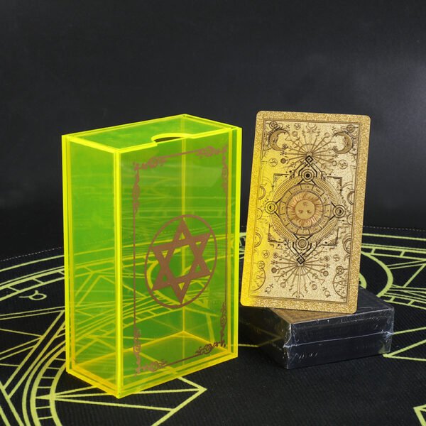 12 * 7cm Gold Foil Tarot Lemon Yellow Crystal Box Luxury Set Chess Board Game Waterproof and Wear-resistant Tape Manual