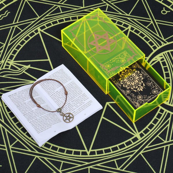 12 * 7cm Gold Foil Tarot Lemon Yellow Crystal Box Luxury Set Chess Board Game Waterproof and Wear-resistant Tape Manual