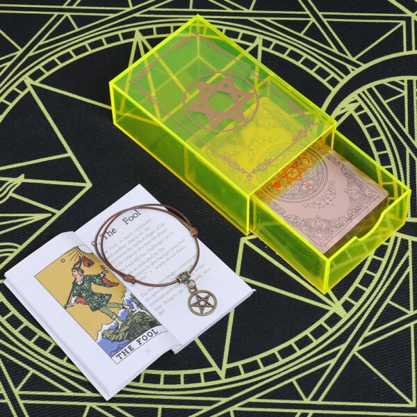 12 * 7cm Gold Foil Tarot Lemon Yellow Crystal Box Luxury Set Chess Board Game Waterproof and Wear-resistant Tape Manual