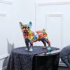 Nordic Painting Graffiti Bulldog Statue, Printed Resin Dog Handicraft Home Decoration Wine Cabinet Office Decoration Sculpture