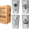 Garden Vegetable Cups - Four 16Oz Stainless Steel Veggie Tumblers - Gift for Gardeners and Home Chefs - Unique Designs Include Carrots, Corn, Asparagus, and Garlic - Kid Safe, Great for Children
