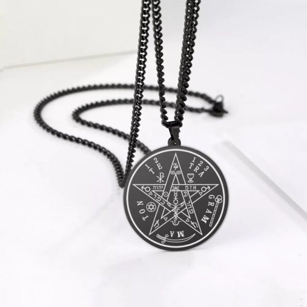 Vintage Talisman Tetragrammaton Pentagram of Solomon Pendant Wicca Necklace Gift