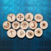 13pcs/set handmade wood Viking runes symbols Gypsy Divination sign wizard ritual Props Tarot &Divination