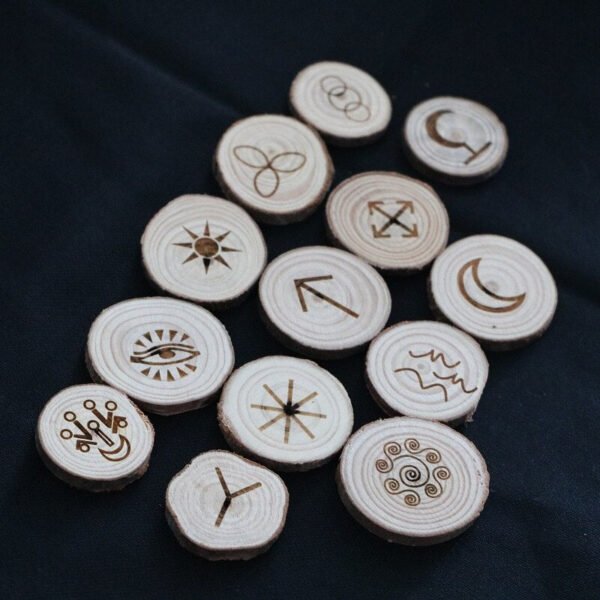 13pcs/set handmade wood Viking runes symbols Gypsy Divination sign wizard ritual Props Tarot &Divination