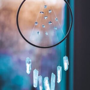 14-20cm-diameter-ring-Raw-Crystal-Suncatcher-Quartz-Sun-Catcher-Quartz-Dreamcatcher-Healing-Rose-Quartz-Gemstone Raw Crystal Suncatcher Quartz Dreamcatcher Healing Rose Quartz Gemstone Wall Decor home decor