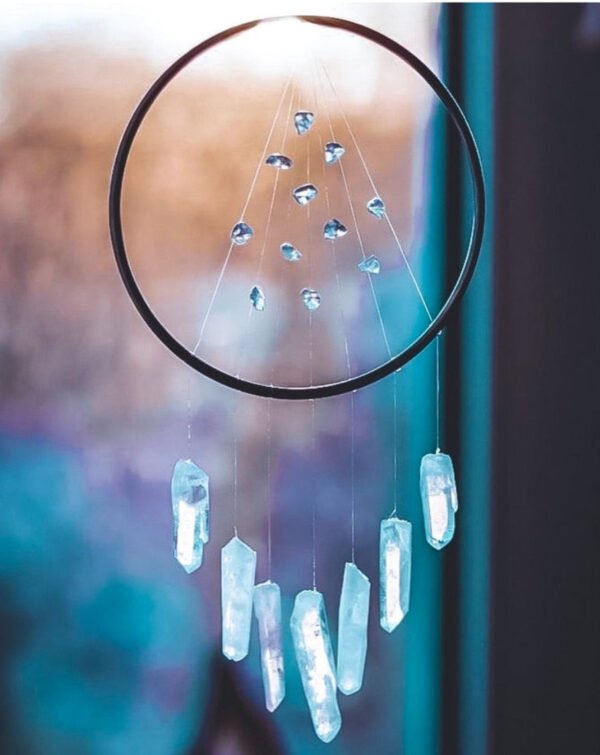 Raw Crystal Suncatcher Quartz  Dreamcatcher Healing Rose Quartz Gemstone   Wall Decor home decor