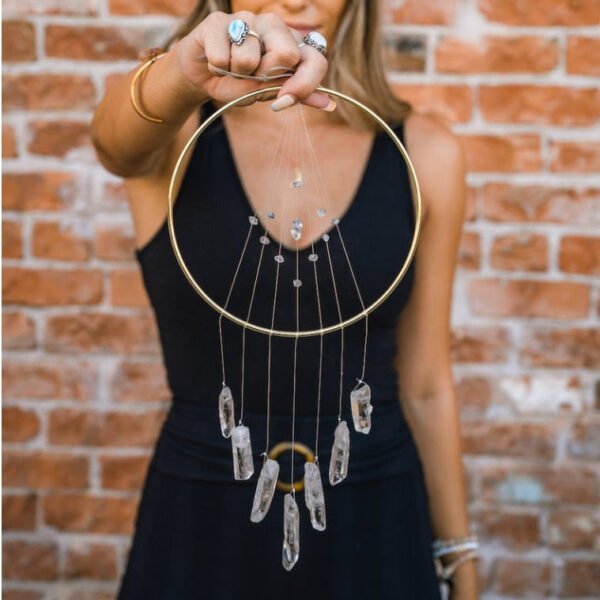 Raw Crystal Suncatcher Quartz  Dreamcatcher Healing Rose Quartz Gemstone   Wall Decor home decor