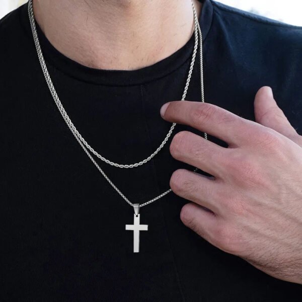 Waterproof Cross Necklaces Cross Pendant with Rope Chain