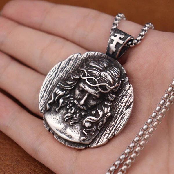 Stainless Steel Men's Shepherd Jesus Pendant Christian Jesus Necklace Amulets