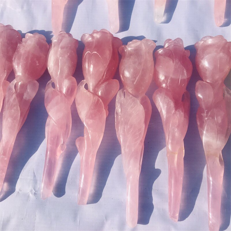 beautiful natural pink crystal stone rose hand carved crystal flower healing stone ornament gift natural quartz