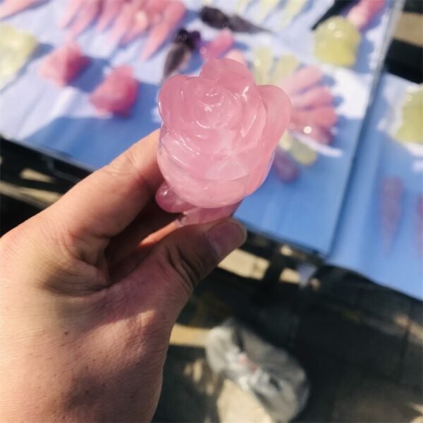 15 16cm beautiful natural pink crystal stone rose hand carved crystal flower healing stone ornament gift natural quartz crystal|Stones|