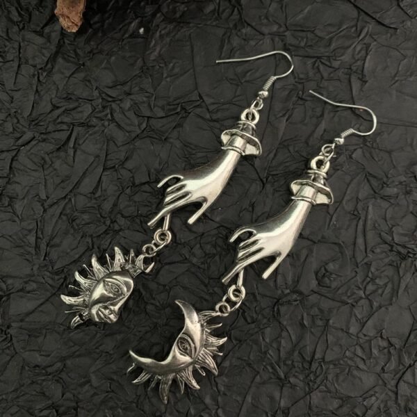 Pangan 15 styles of wicca earrings, moon, hand, sun, raw crystal, witch, skull, accessories, gifts