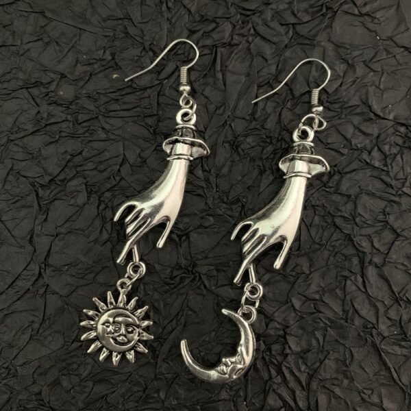 Pangan 15 styles of wicca earrings, moon, hand, sun, raw crystal, witch, skull, accessories, gifts