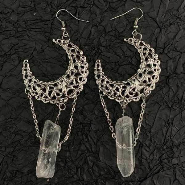 Pangan 15 styles of wicca earrings, moon, hand, sun, raw crystal, witch, skull, accessories, gifts