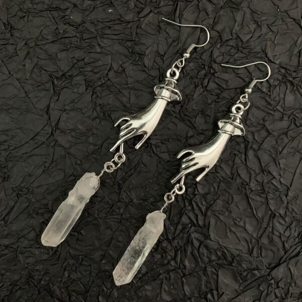 Pangan 15 styles of wicca earrings, moon, hand, sun, raw crystal, witch, skull, accessories, gifts