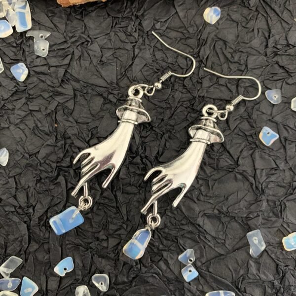 Pangan 15 styles of wicca earrings, moon, hand, sun, raw crystal, witch, skull, accessories, gifts