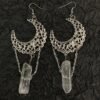 Pangan 15 styles of wicca earrings, moon, hand, sun, raw crystal, witch, skull, accessories, gifts