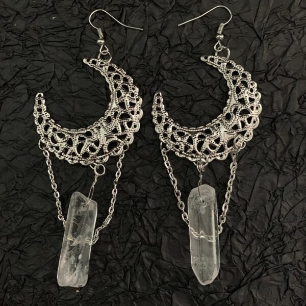 Pangan 15 styles of wicca earrings, moon, hand, sun, raw crystal, witch, skull, accessories, gifts