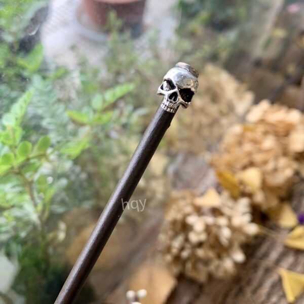15cm Skull Hairpin Witch Accessories Wooden Hair Stick Witch Wand  Wicca Headwear Gift