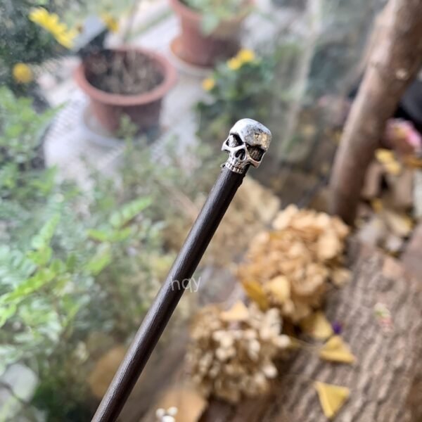 15cm Skull Hairpin Witch Accessories Wooden Hair Stick Witch Wand  Wicca Headwear Gift