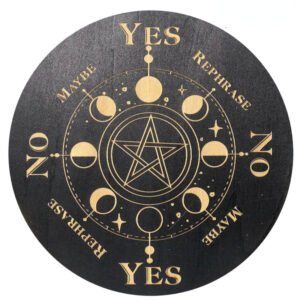 15cm Wood Black Round Witchcraft Altar Butterfly Board Meditation Cube Moon Phase Pendulum Game Magical Divination Planchette - Charms