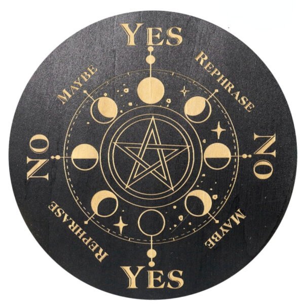 15cm Wood Black Round Witchcraft Altar Butterfly Board Meditation Cube Moon Phase Pendulum Game Magical Divination Planchette - Charms
