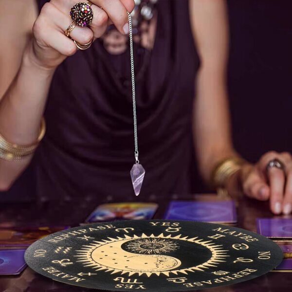 15cm Wood Black Round Witchcraft Altar Butterfly Board Meditation Cube Moon Phase Pendulum Game Magical Divination Planchette - Charms