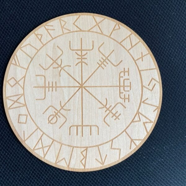 15cm Wood Round Altar Tile/Pad with Runes  Pentagram Chakras witchcraft supplies Divination mat wicca props Ornaments Board Game