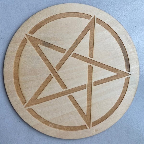 15cm Wood Round Altar Tile/Pad with viking compass ,Pentagram witchcraft supplies Divination mat wicca props Ornaments