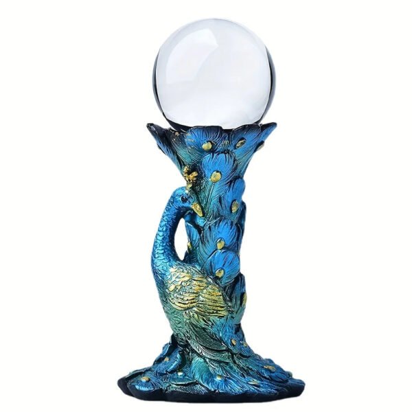 Peacock Shaped Sphere Stand, Resin Stand With 1.97inch K9 Ball, Globe Stand Crystal Ball Stand