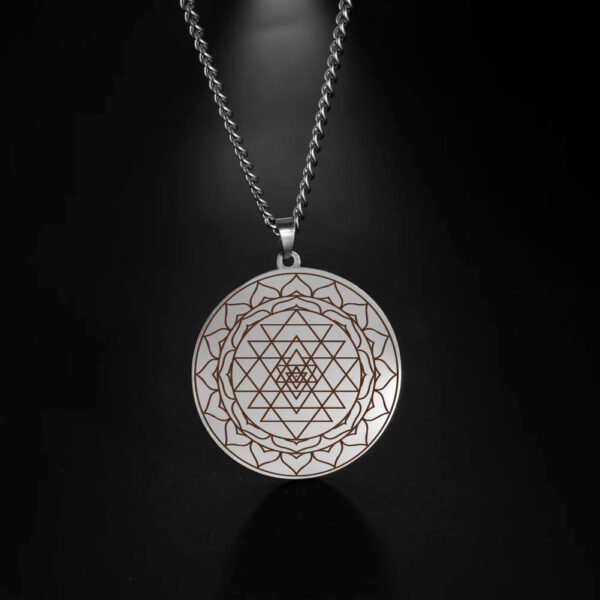 Sri Yantra Mandala Sacred Geometry Pendant Necklace Chakra Energy Necklace Meditation Spiritual Jewelry Stainless Steel