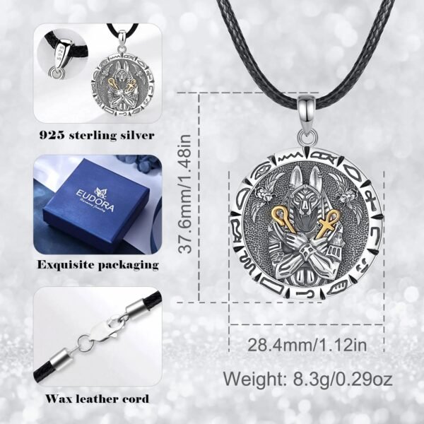 Egyptian Anubis Amulet Necklace Ankh Cross Amulet Pendant