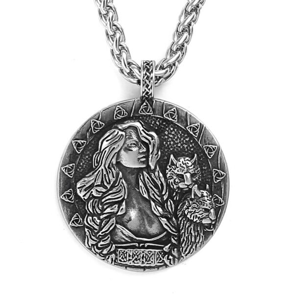 Norse Goddess Freya Stainless Steel Pendant Necklace Good Quality Viking Jewelry