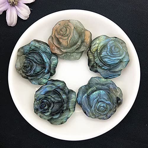 1 pcs Natural Labradorite Quartz Crystal Flower Skull Carved Skull Reiki Healing