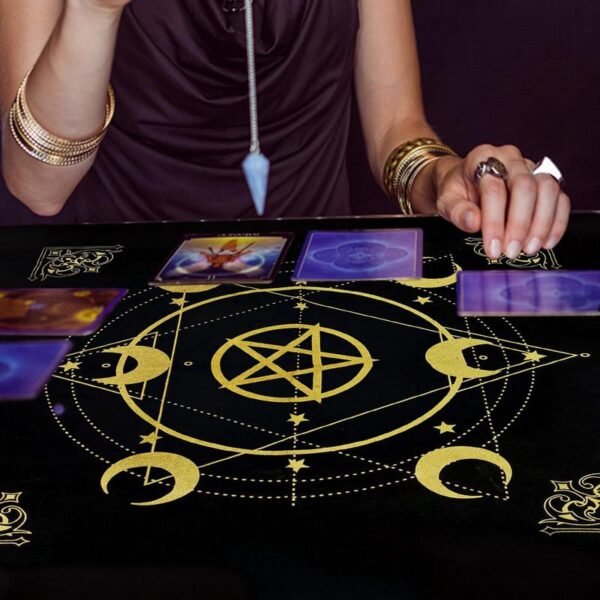 19.29x19.29in Tarot Cards Altar Tablecloth Velvet Square Divination Wicca Tapestry Witchy Aesthetic Embroidery Silk Touch Decor| |