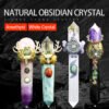 1PC Crystal Scepter Chakra Natural Quartz Crystal Point Magic Wand Stick Wicca Accessories Altar Decor Ritual Cosplay Props Gift