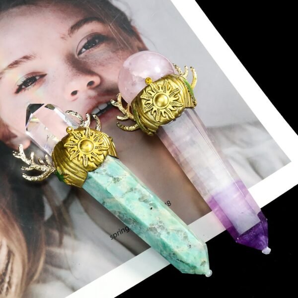 1PC Crystal Scepter Chakra Natural Quartz Crystal Point Magic Wand Stick Wicca Accessories Altar Decor Ritual Cosplay Props Gift