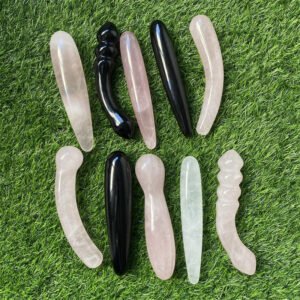Natural Rose Quartz Yoni Wands Gemstone Crafts Pleasure Wand Body Hand Massage Wood Magic Stone
