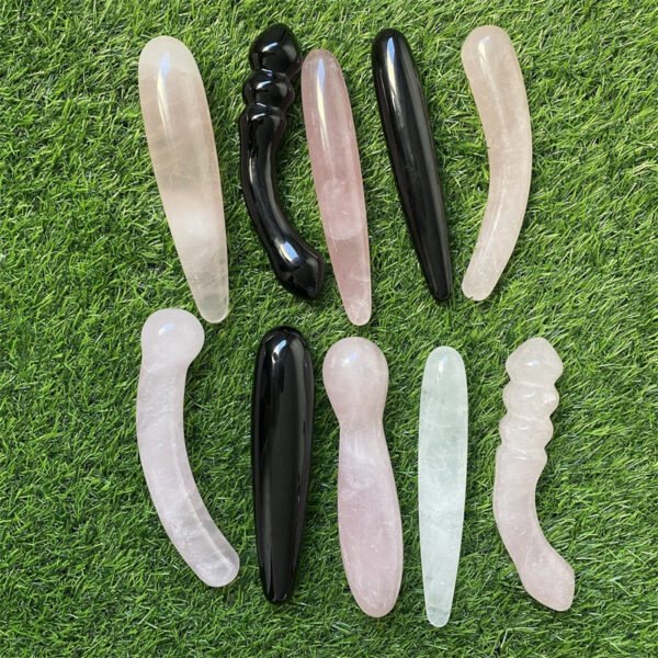 Natural Rose Quartz Yoni Wands Gemstone Crafts Pleasure Wand Body Hand Massage Wood Magic Stone