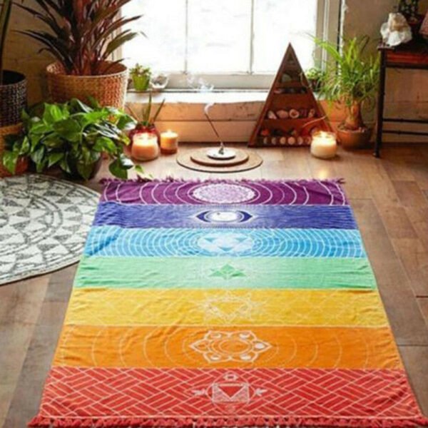 Rainbow Chakra Yoga Mat Sunscreen Shawl Hippy Boho Gypsy