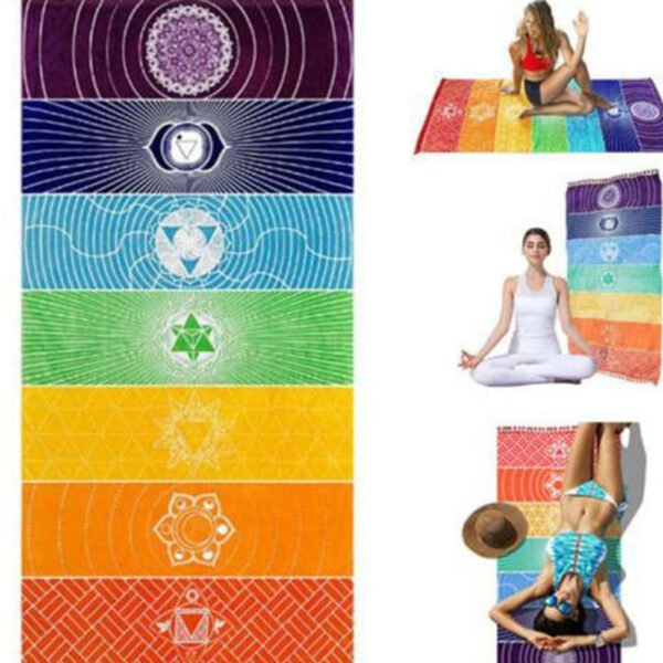 Rainbow Chakra Yoga Mat Sunscreen Shawl Hippy Boho Gypsy
