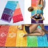 Rainbow Chakra Yoga Mat Sunscreen Shawl Hippy Boho Gypsy