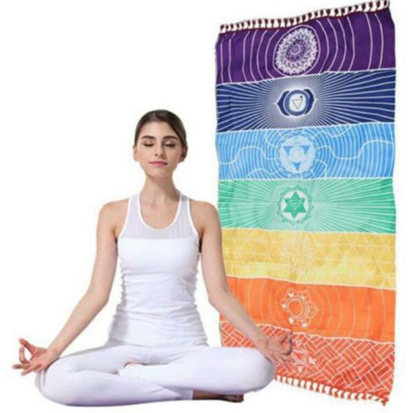 Rainbow Chakra Yoga Mat Sunscreen Shawl Hippy Boho Gypsy