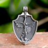 2024 NEW 316L stainless steel religious archangel michael slaying dragons Pendant Talisman Necklace
