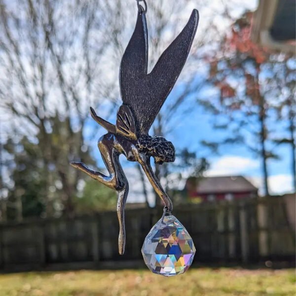 Fairy Wind Spinner Crystal Pendant for Outdoor Garden Yard Hanging Ornament Decoration