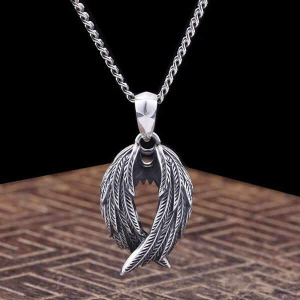 Genuine 925 Sterling Silver Raven Wings Pendant Handcrafted Viking Jewelry Gifts