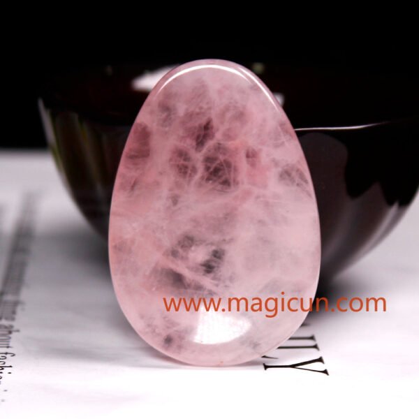 Magicun Stone~1PC  Natural Rose Quartz Thumb massage stone Gemstone Crafts  Wood Magic Stone Ornament Gifts