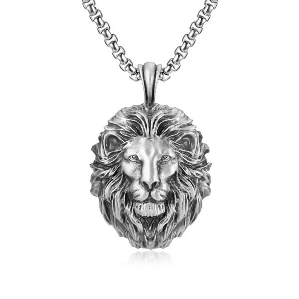 Vintage Metal Tin Lion Head Pendant Necklaces Men's Hip Hop Punk Animal Tiger Bear Wolf High End Couple Sweater Chain Jewelry