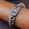 Stainless Steel Trendy Domineering Skull Bracelet for Men Vintage Gothic Skull Bangles Punk Rock Motorcycle Amulet Jewelry Gifts